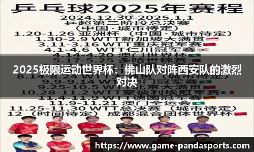 2025极限运动世界杯：佛山队对阵西安队的激烈对决